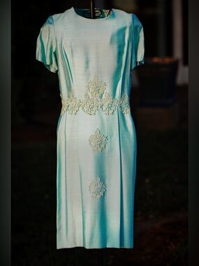 Vintage Sylvia Ann Lace & Taffeta Dress with Matching Long Jacket
